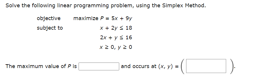 Solved Solve the following linear programming problem, using | Chegg.com