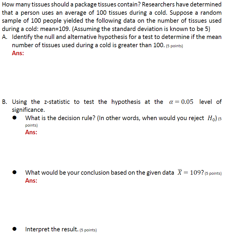 Solved How many tissues should a package tissues contain?