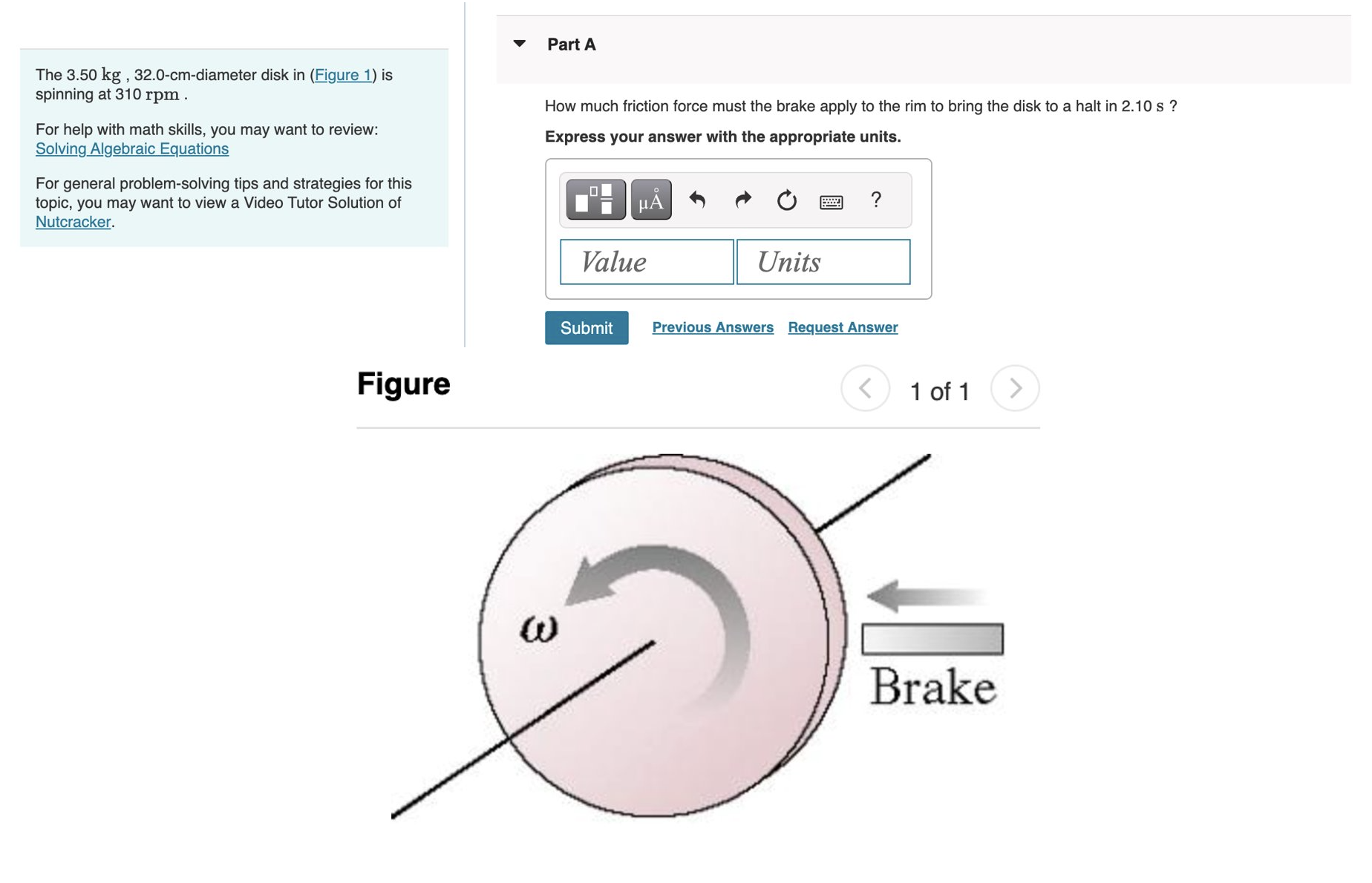 Solved The 3.50kg,32.0-cm-diameter Disk In (Figure 1) | Chegg.com