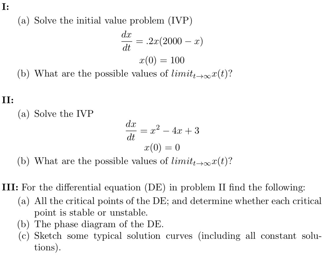 Solved I: (a) Solve the initial value problem (IVP) dx .2л | Chegg.com