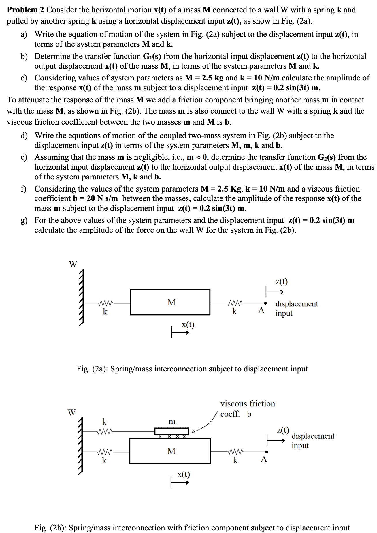 Solved Problem 2 Consider the horizontal motion x(t) of a | Chegg.com