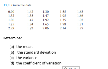 Solved Determine: (a) The Mean (b) The Standard Deviation | Chegg.com