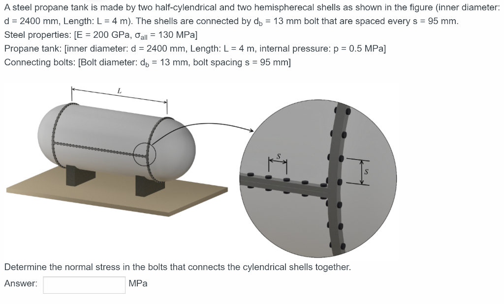 Solved A steel propane tank is made by two halfcylendrical
