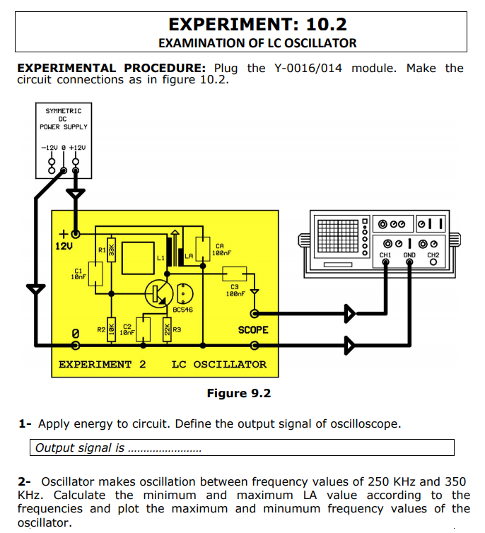 EXPERIMENT 10.2 EXAMINATION OF LC OSCILLATOR