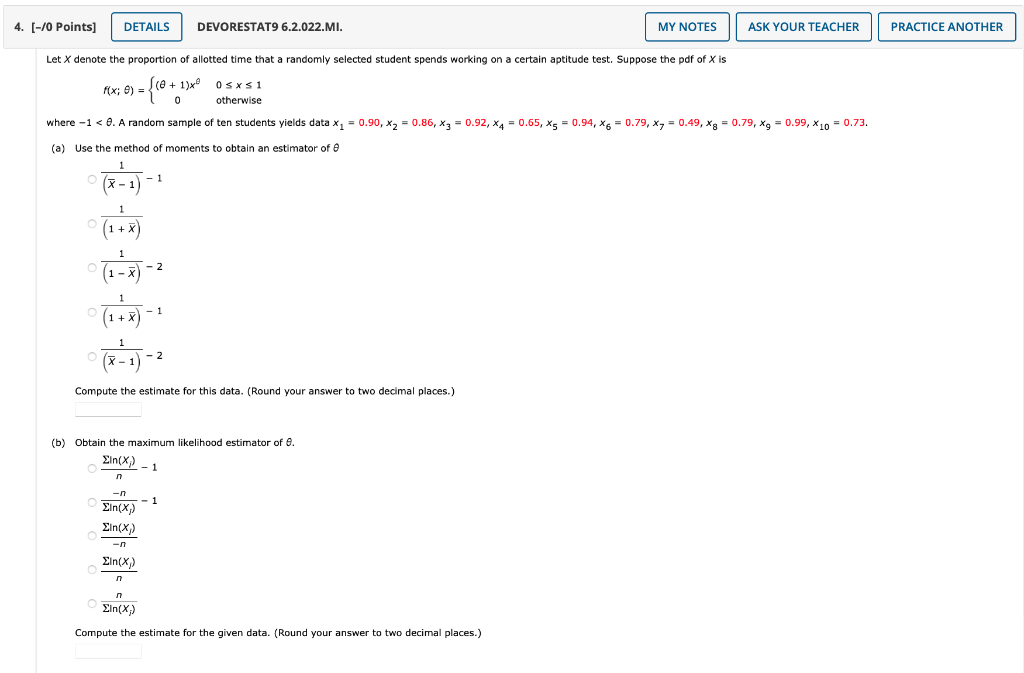 Solved F X θ { θ 1 Xθ00≤x≤1 Otherwise Here −1