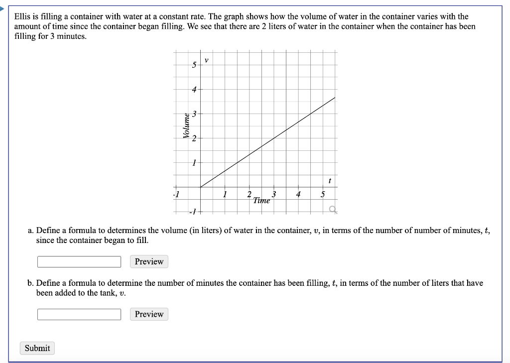 Solved Ellis is filling a container with water at a constant | Chegg.com