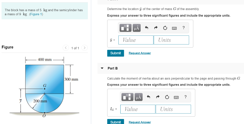 Solved Of The Center Of Mass G Of The Assembly Determine The | Chegg.com