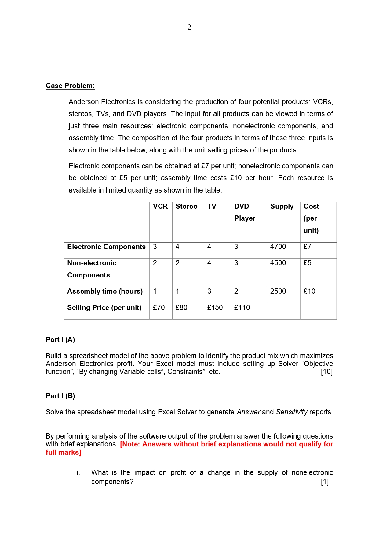Department of Operations Management \& Business | Chegg.com