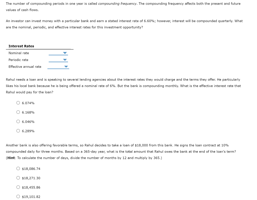 Solved The number of compounding periods in one year is | Chegg.com