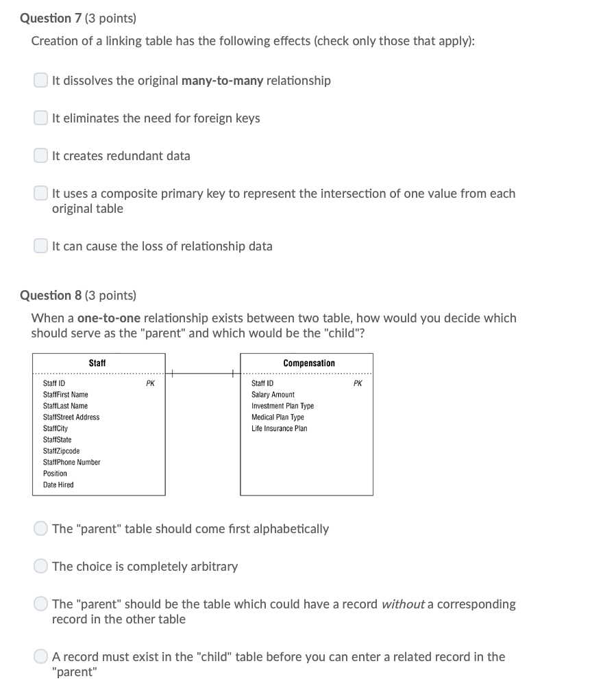 Solved Question 1 (3 points) In the case of both one-to-one | Chegg.com