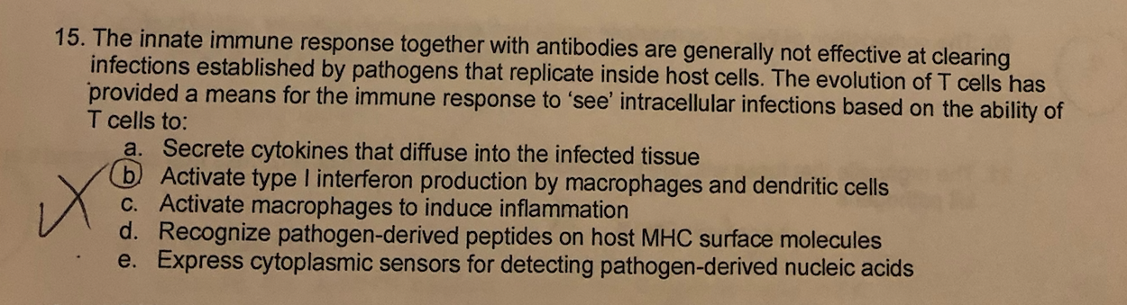 Solved 15. The innate immune response together with | Chegg.com