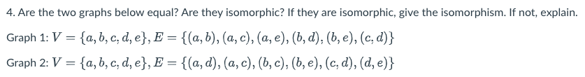 Solved 4. Are the two graphs below equal? Are they | Chegg.com
