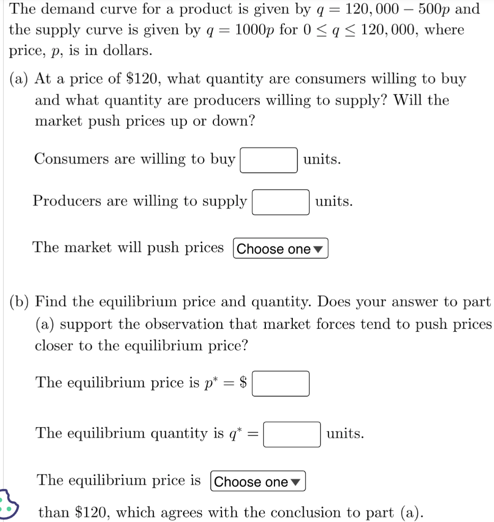 Solved The demand curve for a product is given by | Chegg.com