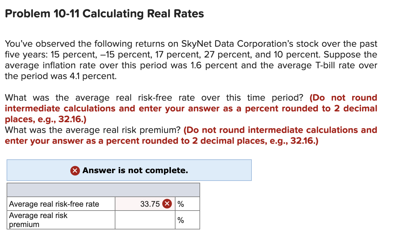 Solved Problem 10-11 Calculating Real Rates You've observed | Chegg.com