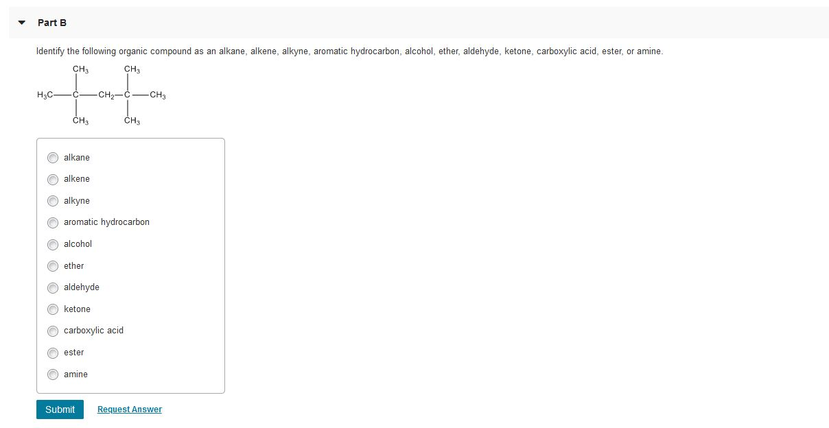 Solved Part A Identify the following organic compound as an | Chegg.com