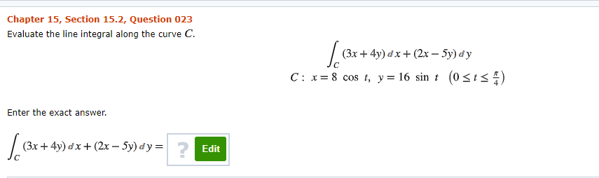 Solved Chapter 15, Section 15.4, Question 003 Use Green's | Chegg.com