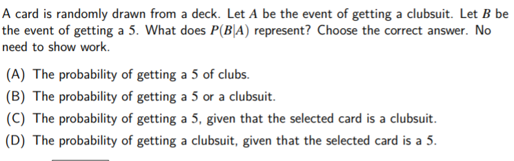 Solved A card is randomly drawn from a deck. Let A be the | Chegg.com