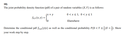 Solved 103 The joint probability density function (pdf) of a | Chegg.com image.