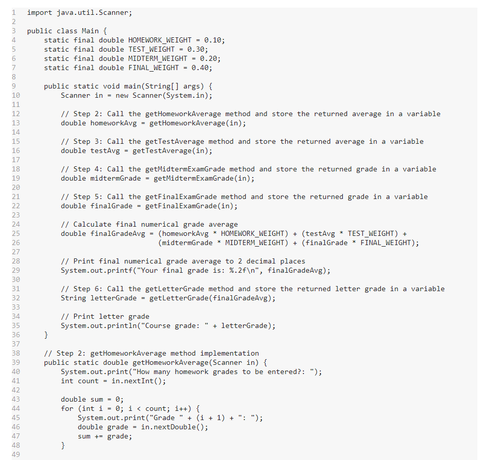 Solved 5.19 Programming Lab 2: Grade Calculator With Methods | Chegg.com