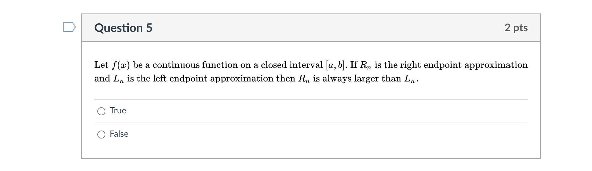 Solved Question 5 2 Pts Let Fx Be A Continuous Function On 0357