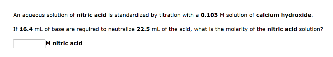 Solved An Aqueous Solution Of Calcium Hydroxide Is | Chegg.com