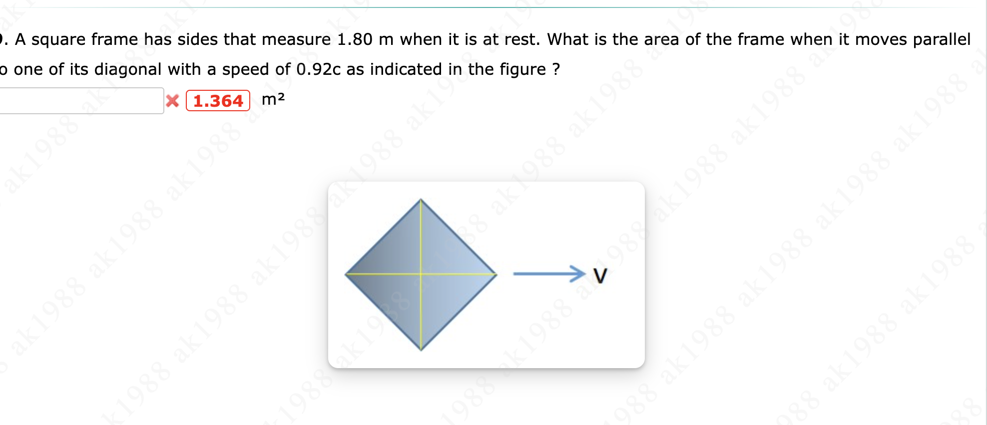 Solved A square frame has sides that measure 1.80 m when it | Chegg.com