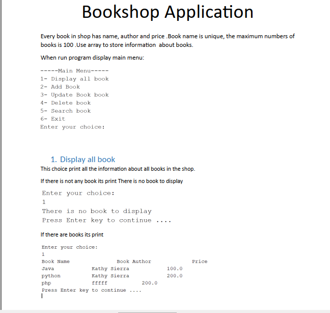 Solved write a java program bookshop application (Use array | Chegg.com