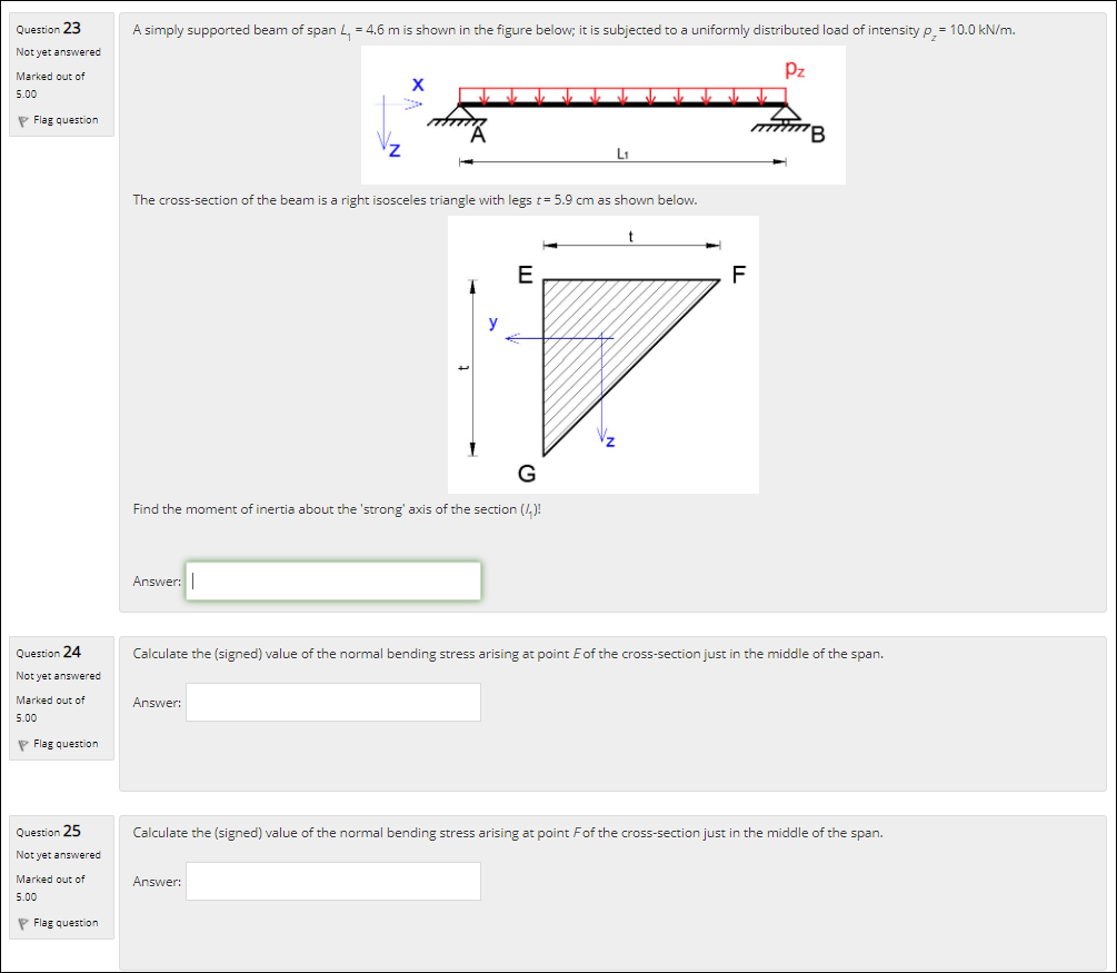 Solved Question 23 A simply supported beam of span 4 = 4.6 m | Chegg.com