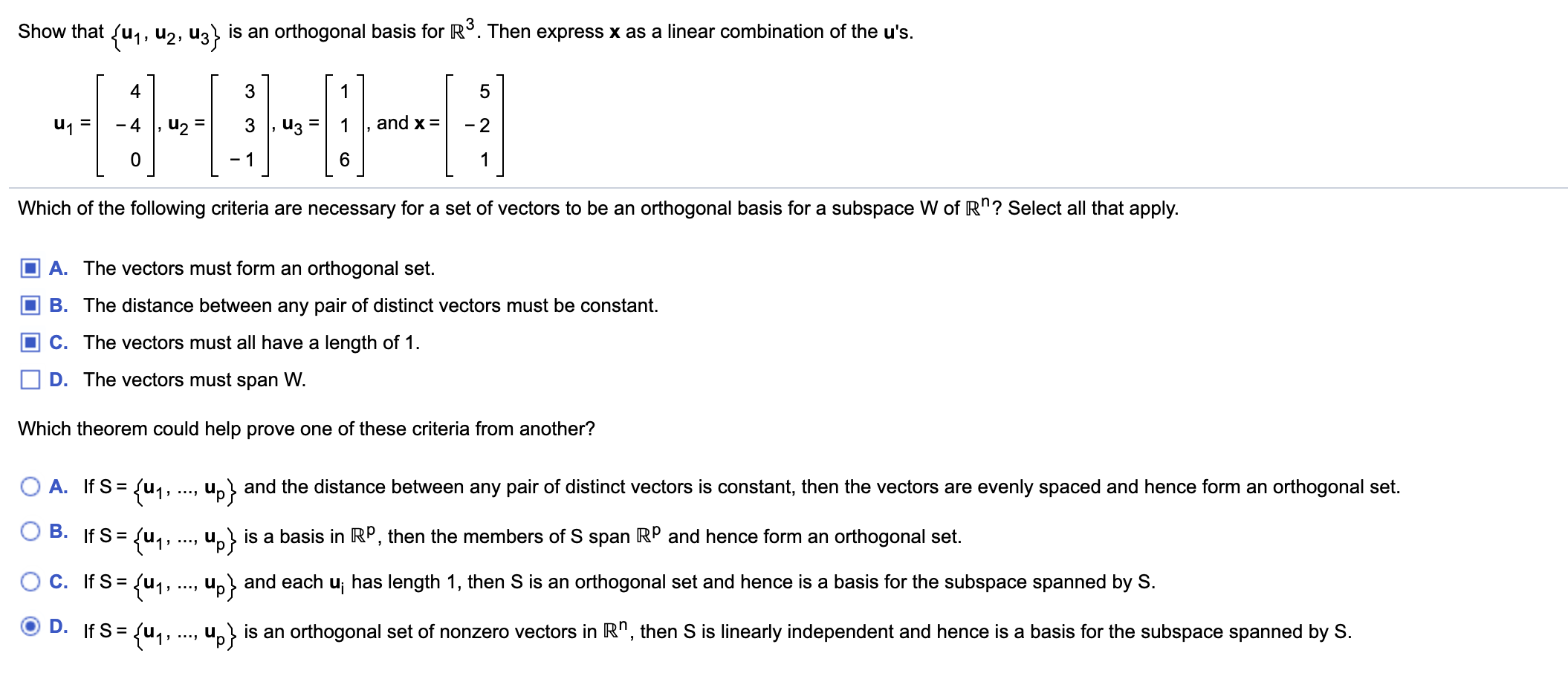 Solved Show That 41 1 U2 U3 Is An Orthogonal Basis F Chegg Com