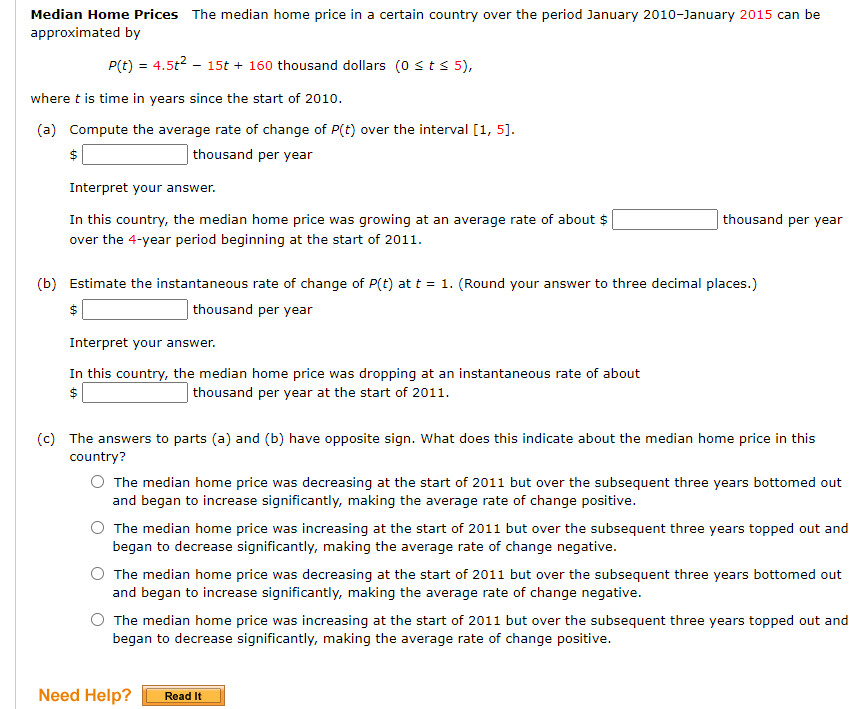 Solved Median Home Prices The median home price in a certain