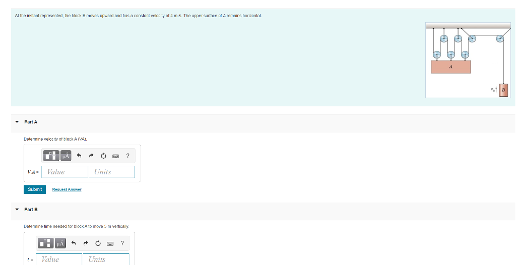 Solved At The Instant Represented The Block B Moves Upward | Chegg.com