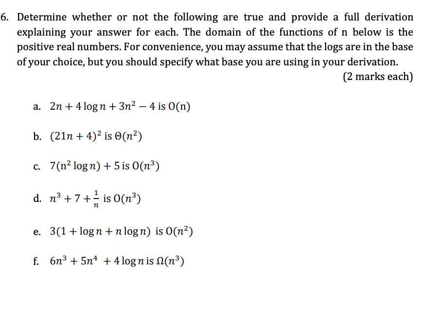 Solved 6. Determine whether or not the following are true | Chegg.com