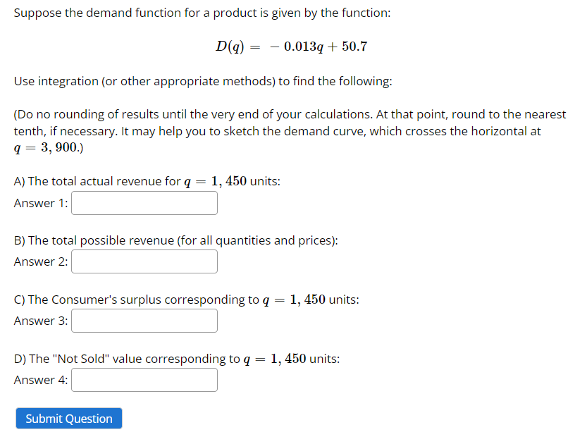 Solved Suppose The Demand Function For A Product Is Given By | Chegg.com