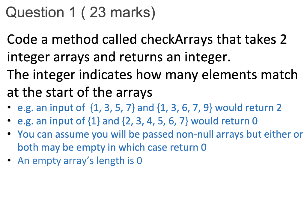 Solved Question 1 (23 marks) Code a method called | Chegg.com