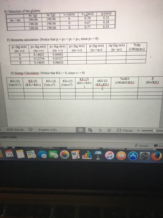 Solved Velocities of the gliders momenta calculation