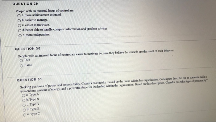 Solved QUESTION 29 People with an external locus of control | Chegg.com