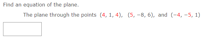 how to find equation of a plane given 4 points