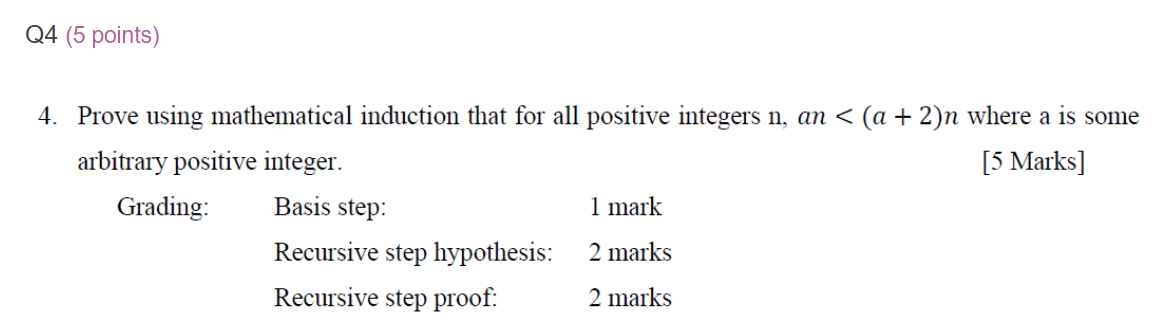 Solved Q4 (5 points) 4. Prove using mathematical induction | Chegg.com