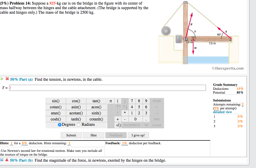 Solved (5) Problem 14 Suppose A 925kg Car Is On The Br...
