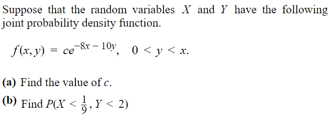 Solved Suppose that the random variables X and Y have the | Chegg.com