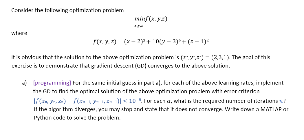 Consider The Following Optimization Problem | Chegg.com