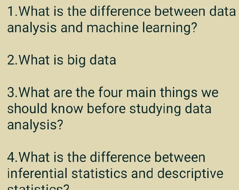 Solved 1.What is the difference between data analysis and | Chegg.com