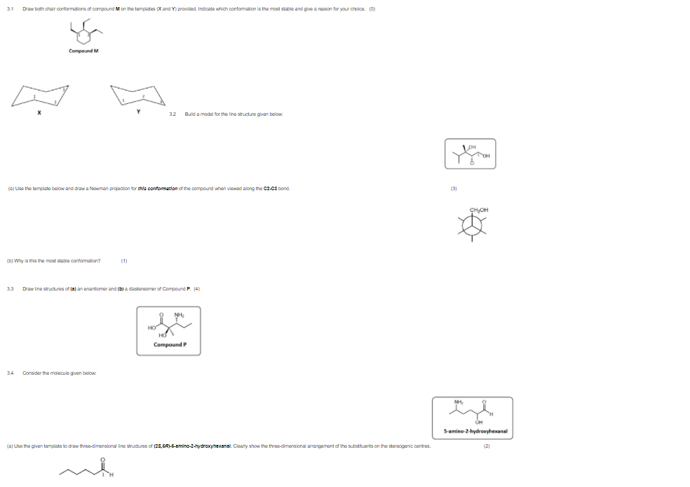 Solved 3.1 Draw both chair conformations of compound on the | Chegg.com