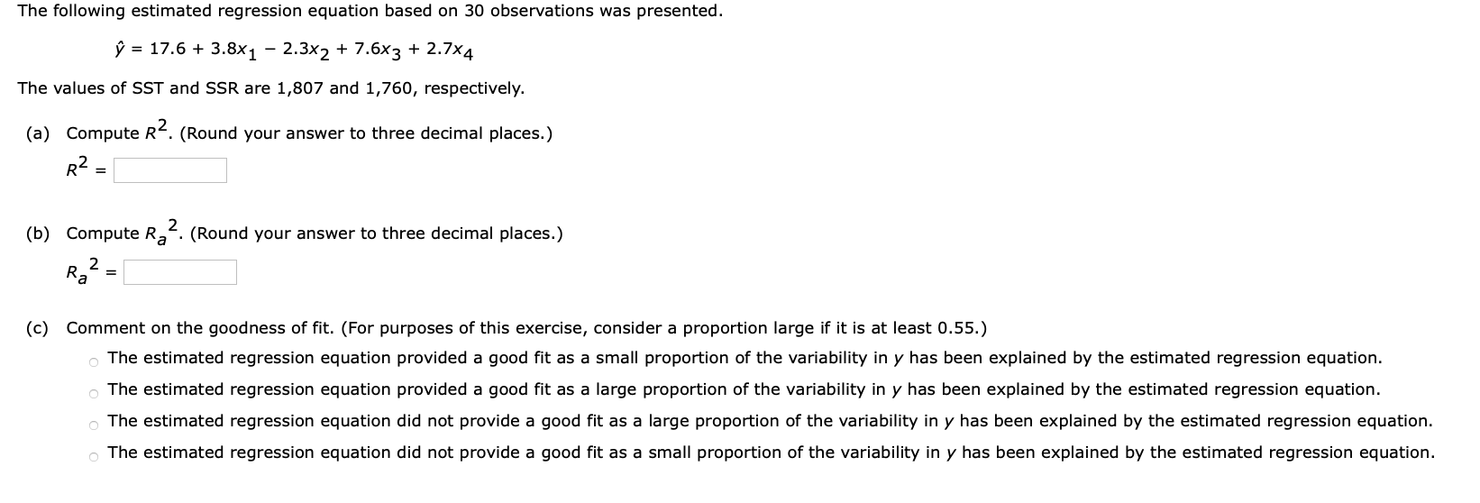 Solved The Following Estimated Regression Equation Based Chegg Com