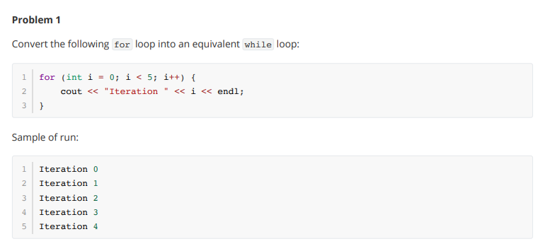 Solved Problem 1 Convert the following for loop into an | Chegg.com