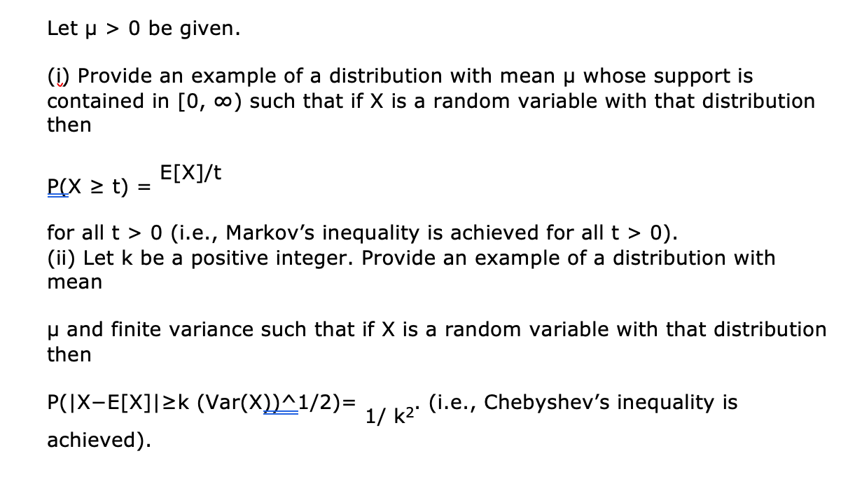 Solved Let u > O be given. (i) Provide an example of a | Chegg.com
