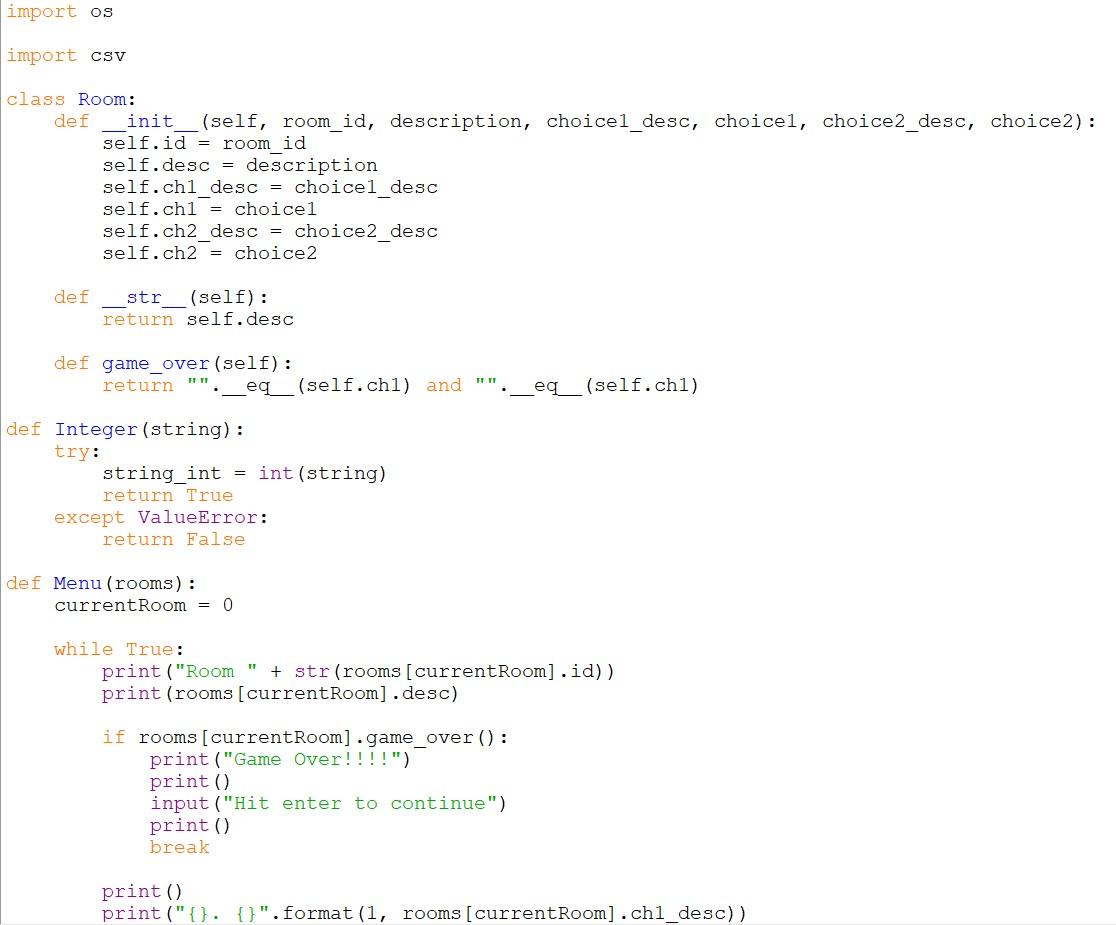 Solved How do I finish this code so that adventure two | Chegg.com