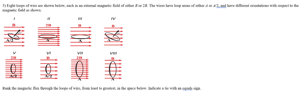 Solved 3) Eight loops of wire are shown below, each in an | Chegg.com