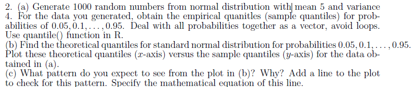 Solved 2. (a) Generate 1000 random numbers from normal | Chegg.com
