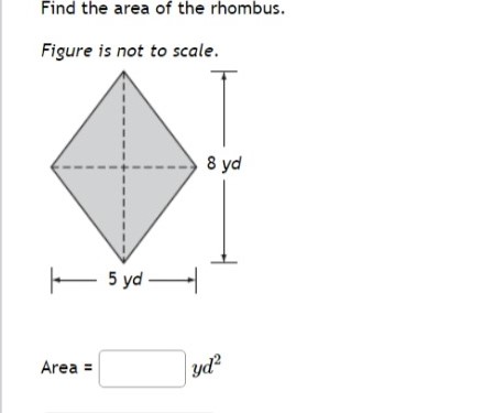 Solved Find the area of the rhombus. Figure is not to scale. | Chegg.com